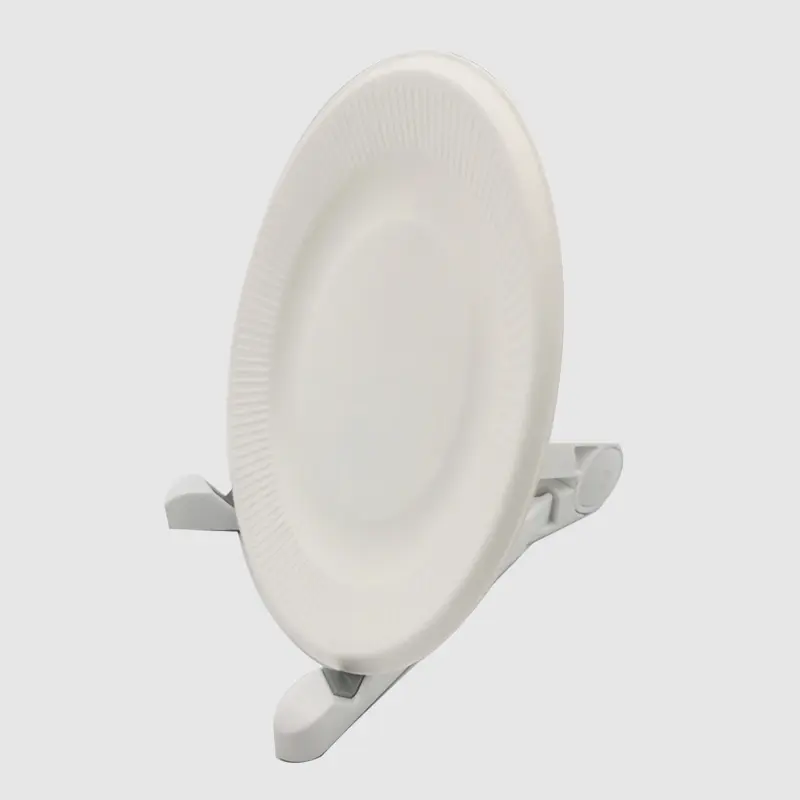 Compostable Round Bagasse Plate 7 Inch White