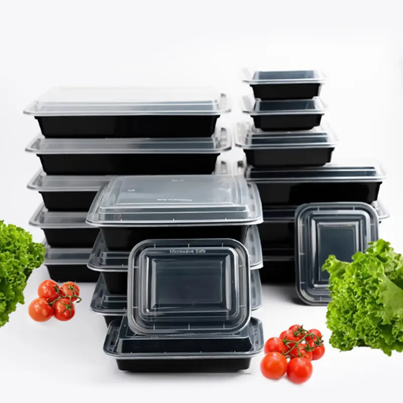Rectangular Plastic Disposable Food Containers for Takeout, Catering, and Home Use